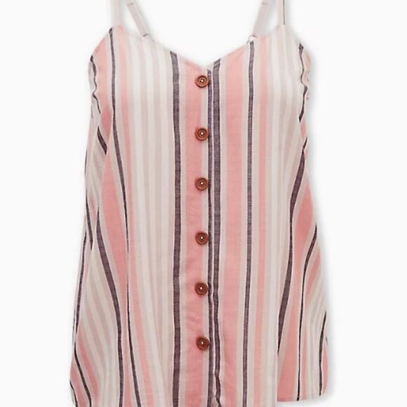 Torrid multi bold stripe cami adjustable straps faux button‎ front Size 1X - Picture 6 of 8
